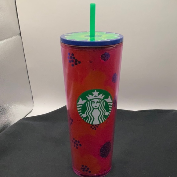 Starbucks Summer 2022 Red/Orange ‘Dancing Blooms’ Floral Venti 24 oz Tumbler - Picture 2 of 4
